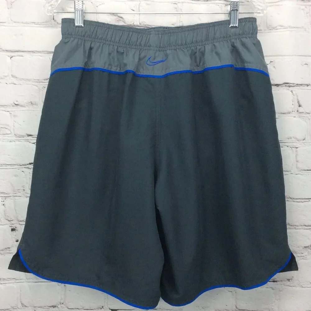 Nike Men’s Swim Trunks Size L Gray/Blue Mesh Lined Athleisure Cruise Beach Pool